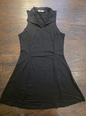 Sleeveless Black Mini Dress with Half Zip Collar